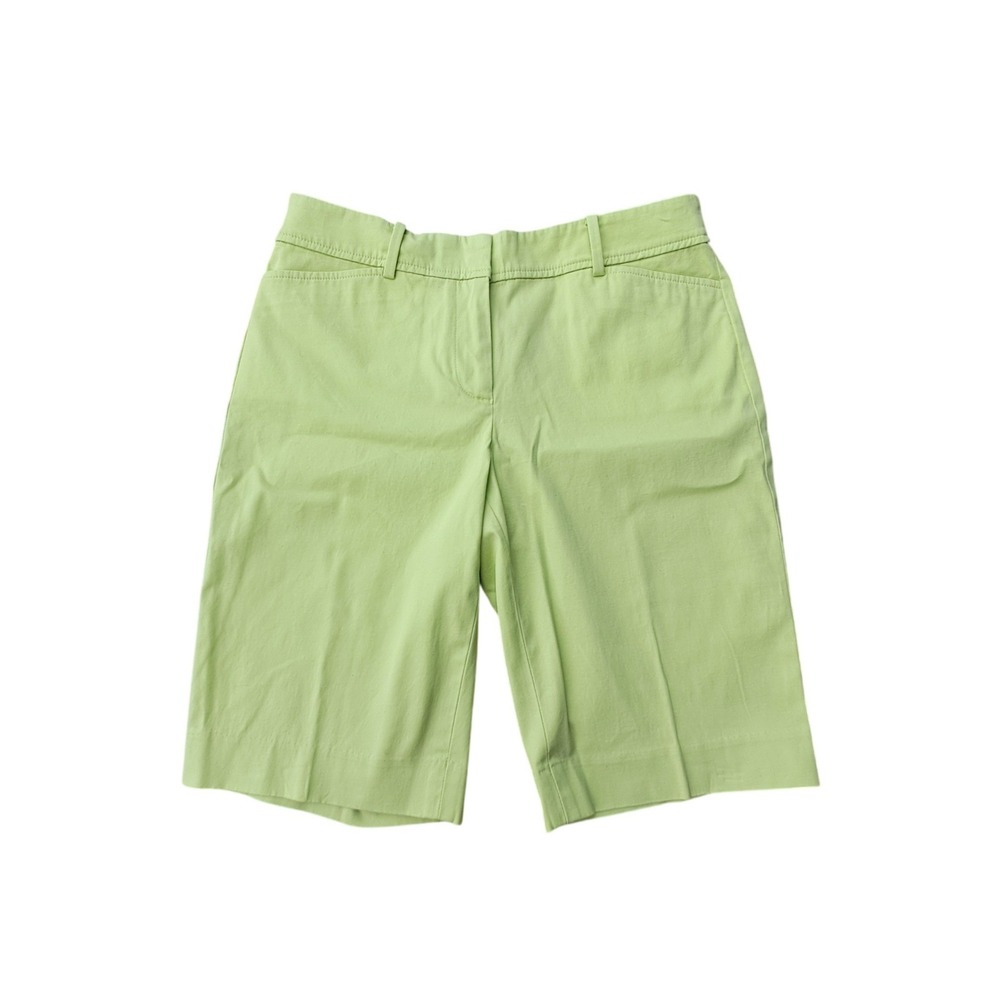 Talbots Perfect Short Lime Green Bermuda Shorts Womens Size 2 Cotton Spandex